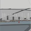 Modern Commercial Street With High Rise Residential Towers Waterfront and Trees