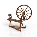 Vintage Industrial Equipment Featuring Large Wooden Spinning Wheel And Classic Structure