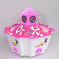 Pink And White Coin Operated Commercial Equipment With Transparent Dome Colorful Decorations For Kids Entertainment