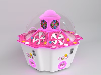 Pink And White Coin Operated Commercial Equipment With Transparent Dome Colorful Decorations For Kids Entertainment 3d model
