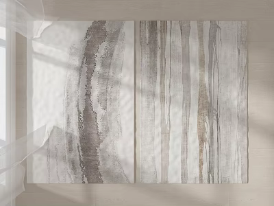 Modern Square Rug With Abstract Striped Pattern And Neutral Tones Design 3d model