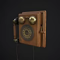 Vintage Wooden Rotary Telephone With Brass Accents And Classic Design Elements