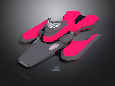 Futuristic Cosmic Aerospace Spaceship With Gray And Pink Streamlined Design Cockpit 3d model