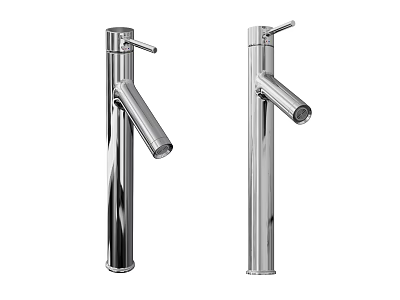 Sleek Modern Tall Faucets With Curved Spout And Polished Chrome Finish 3d model