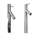 Sleek Modern Tall Faucets With Curved Spout And Polished Chrome Finish