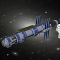 Cartoon Space Scene With Astronaut And Large Space Station In Starry Galaxy