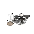 Modern Decorative Ornament Set With Glass Vases Ceramic Bowls Candles Books And Wooden Trays