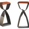Modern Twisted Metal Frame Stools With Orange Seat Cushion And Unique Design 3d model