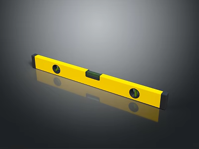 Yellow Spirit Level Hardware Tool For Precision Measurement With Bubble Vials 3d model