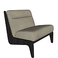 Modern Minimalist Single Sofa With Beige Fabric Upholstery And Black Wooden Frame