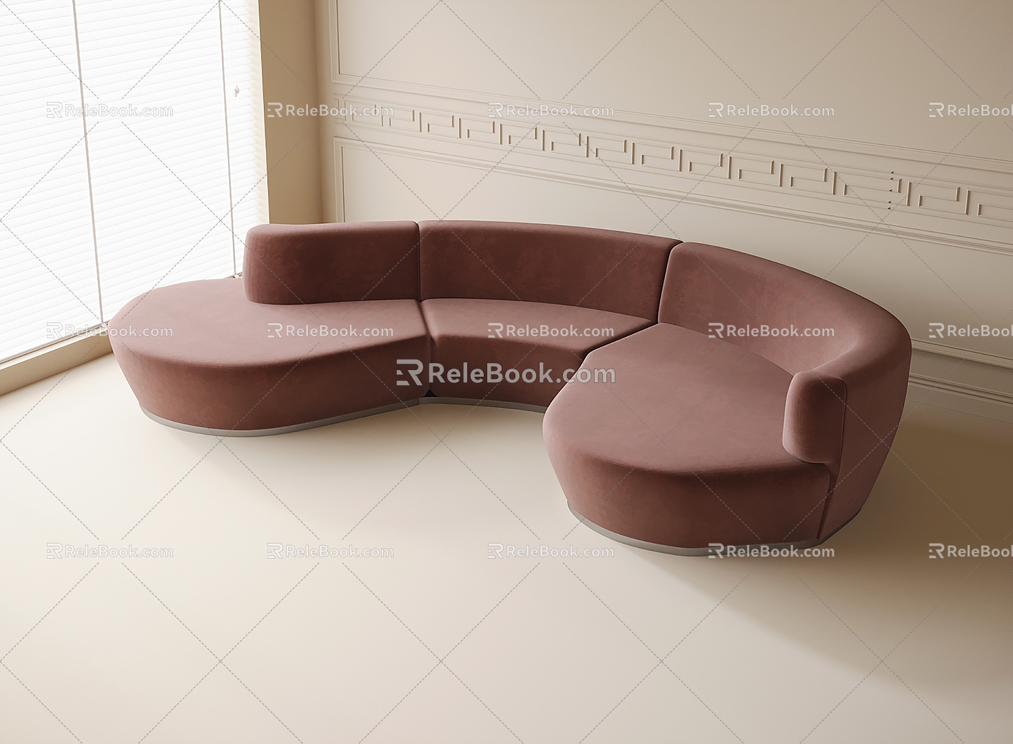 Modern Multiplayer Sofa Curved Sofa 3d model