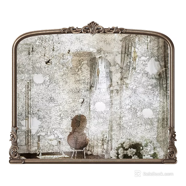 Elegant Ornate Mirror With Intricate Carved Frame For Vintage Interior Decoration 3d model 