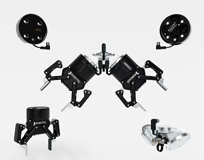 Industrial Hydraulic Equipment Components With Mounting Brackets And Flange Plates 3d model