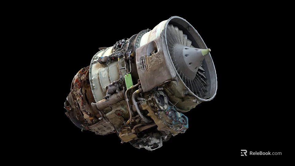 High Performance Industrial Aircraft Engine With Turbine Blades And Metal Components 3d model 
