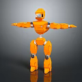 Orange 3D Mechanical Robot Model With Metallic Joints In Standing Pose 3d model