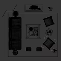 Modern Living Room Sofa Coffee Table Set With Fireplace Armchairs And Room Divider
