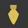 Gold Pendant With Intricate Carvings Decorative Triangular Shape Top Ring Detail