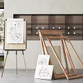 Wooden Easel Drawing Board And Artworks In Modern Interior Space
