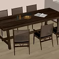Solid Wood Dining Table And Chairs Set With Tray Mugs And Paper In Natural Light