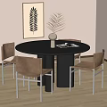 Middle style dining table and chair combination 3d model