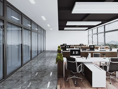 modern public office area office hall 3d model
