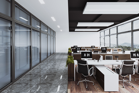 modern public office area office hall 3d model