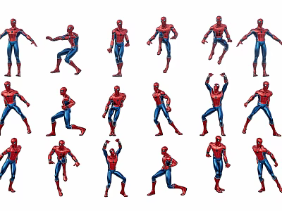 Multiple Spider Man Action Figure Poses In Different Dynamic Stances 3d model