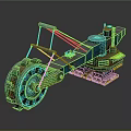 Turquoise Industrial Mechanical Device With Large Wheel And Tracks Design
