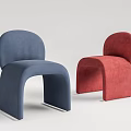 Stylish Modern Blue And Red Accent Chairs With Curved Upholstered Design