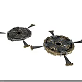 Intricate Dual Metallic Circular Mechanical Components With Spokes And Ornate Edges