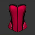 Pink Fashionable Corset With Black Lace Trim And Back Zipper Satin Material