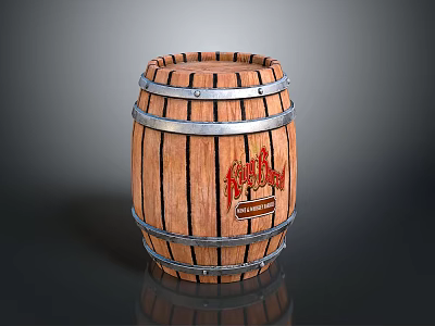 Fireball Cinnamon Whisky Branded Classic Decorative Wooden Barrel With Metal Hoops 3d model