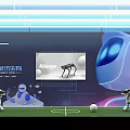 Exhibition Booth Hosted by AINengxing With Allengo Robots And Soccer Elements Showcase 3d model