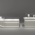 Elegant Jewelry Store Display Counters In Various Shapes With White Glass Cases And Lighting