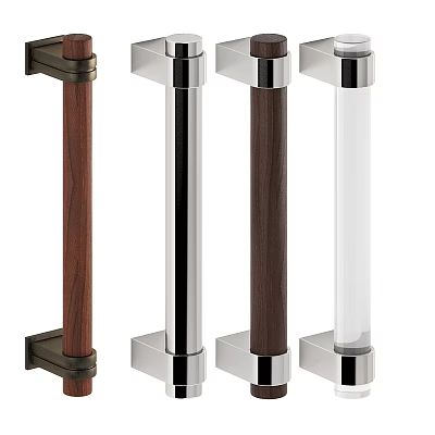 Various Modern Door Handles With Metal Wooden And Transparent Materials For Home Decor 3d model