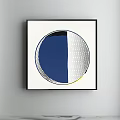 Abstract Circular Artwork In Black Frame With Blue Section And Polka Dot White Area 3d model