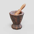 Handcrafted Wooden Mortar And Pestle With Natural Wood Texture For Grinding