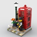 LEGO toy blocks public telephone booth public telephone booth london telephone booth 3d model