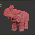 Decorative Elephant Sculpture With Raised Trunk And Detailed Gray Texture