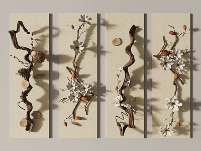 Decorative Natural Twig Blossom and Berry Wall Decor for Home Decoration 3d model