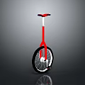 Red Unicycle With Black Wheel White Frame And Red Handlebar Modern Design