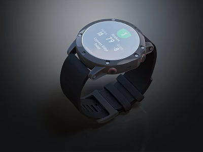 Sleek Smart Watch With Round Digital Display Black Strap And Fitness Tracking 3d model