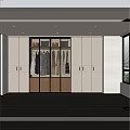 Modern Wardrobe Interior Design With Glass Doors Hanging Clothes And Wooden Drawers