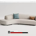 Modern Multiplayer Sofa Shaped Sofa Double Sofa 3d model