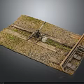 Modern Railroad Model Scene With Rustic Tracks Wooden Ties Gravel And Grass