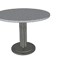 Modern Round Dining Table With White Marble Tabletop And Silver Metal Base 3d model