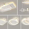 Modern Home Ceiling Lights With Square Circular Ring Shapes And Starry Illuminated Details