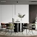 Modern Dining Table and Chair Combination Round Table and Chair Combination 3d model