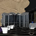 Light bar table chair sofa chandelier cash register hotel lobby modeling background wall 3d model