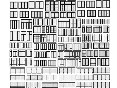 Various Window Designs With Different Shapes And Grid Patterns For Home 3d model